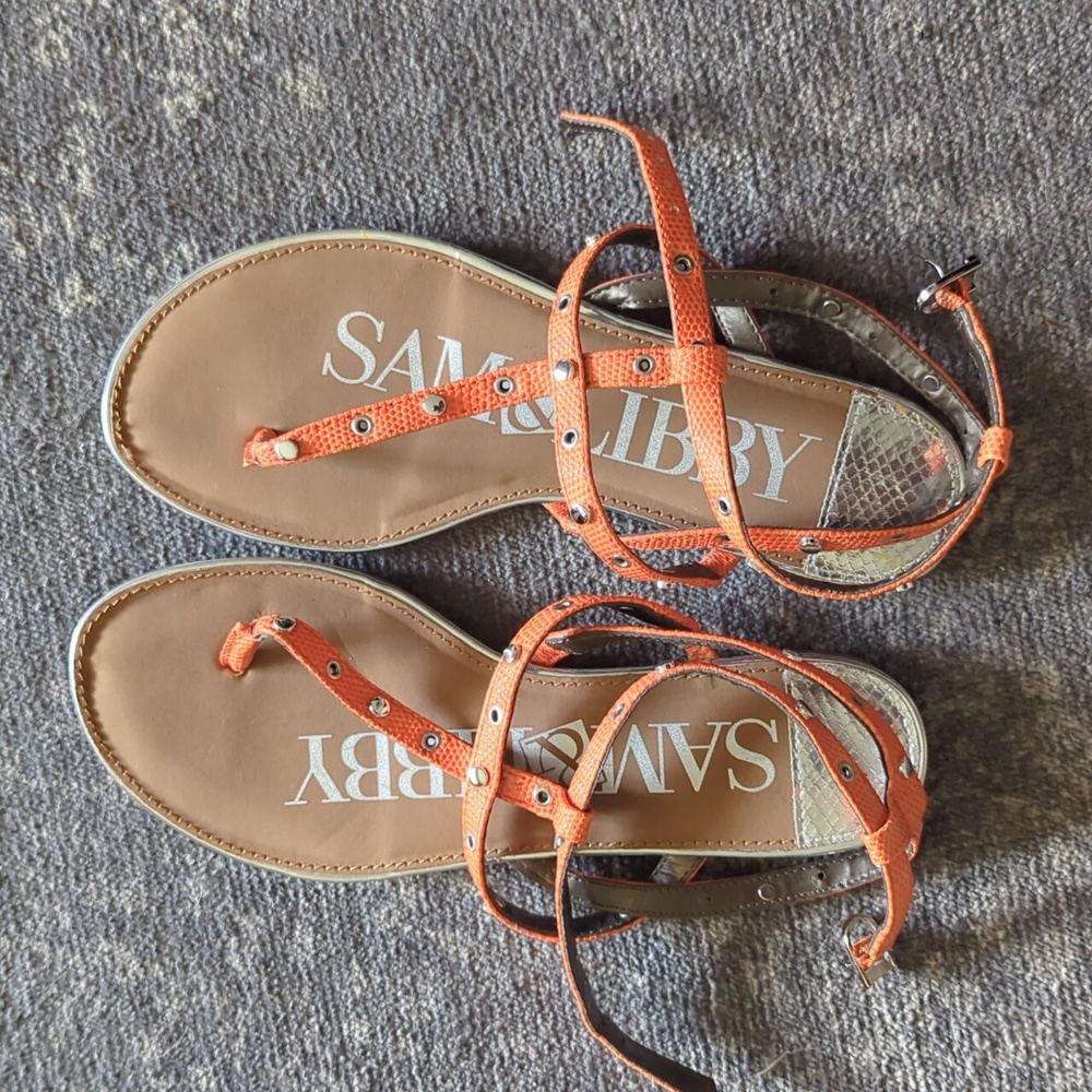 Sam&Libby Orange Woman’s 7.5 Gladiator Style Sandals